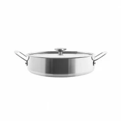 3.Clad Tri-Ply 5 qt. Stainless Steel Saute Pan in Polished Stainless Steel with Glass Lid by Chantal