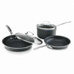 5-Piece Aluminum Ultra-Durable Non-Stick Diamond Infused Cookware Set with Glass Lids by GRANITESTONE