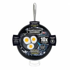 14 in. Aluminum Ultra-Durable Diamond Infused Family Skillet with Helper Handle by GRANITESTONE
