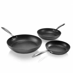 Professional 3-Piece Aluminum Ultra-Nonstick Hard Anodized Diamond Infused Fry Pan Set (8 in., 10 in., 12 in.) by GRANITESTONE