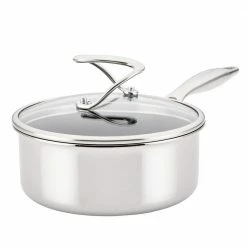 Clad Stainless Steel 2 qt. Stainless Steel Saucepan Silver with Glass Lid by Circulon