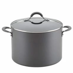 Radiance 10 qt. Hard-Anodized Aluminum Nonstick Stock Pot in Gray with Glass Lid by Circulon