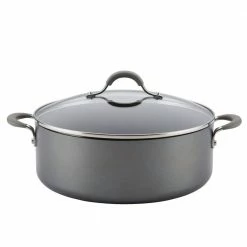 Elementum 7.5 qt. Hard-Anodized Aluminum Nonstick Stock Pot in Oyster Gray with Glass Lid by Circulon