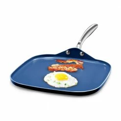 Classic Blue 10.5 in. Aluminum Ultra-Durable Non-Stick Diamond Infused Griddle Pan by GRANITESTONE