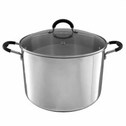 12 qt. Stamped Steel Stock Pot in Stainless Steel with Glass Lid by Classic Cuisine