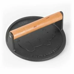 Pre-Seasoned 7 in. Cast Iron Round Grill Press by Commercial CHEF