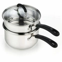 2 Quarts Stainless Steel Double Boiler, Silver by Cook N Home