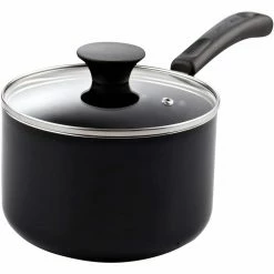 3 qt. Aluminum Nonstick Sauce Pan with Lid in Black by Cook N Home
