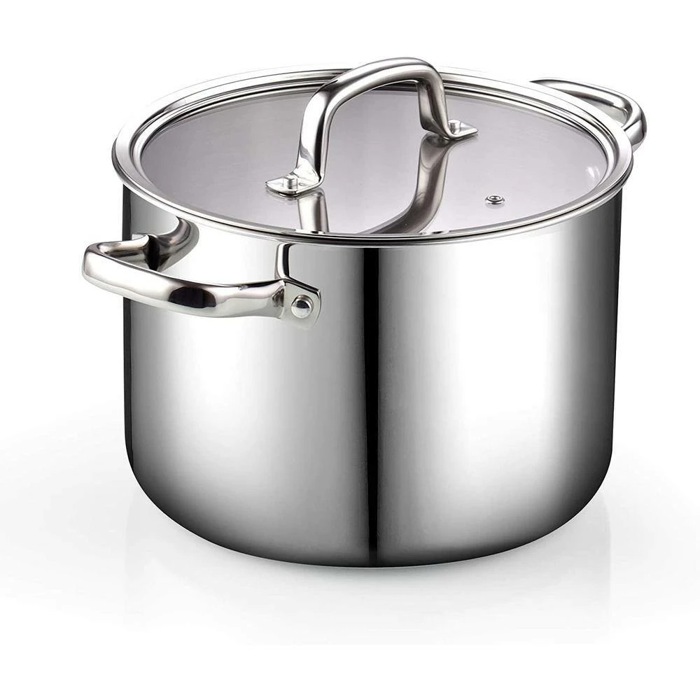 8 qt. Stainless Steel Stock Pot with Glass Lid by Cook N Home - Image 2