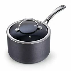 3 qt. Hard-Anodized Aluminum Nonstick Sauce Pan in Black with Glass Lid by Cooks Standard