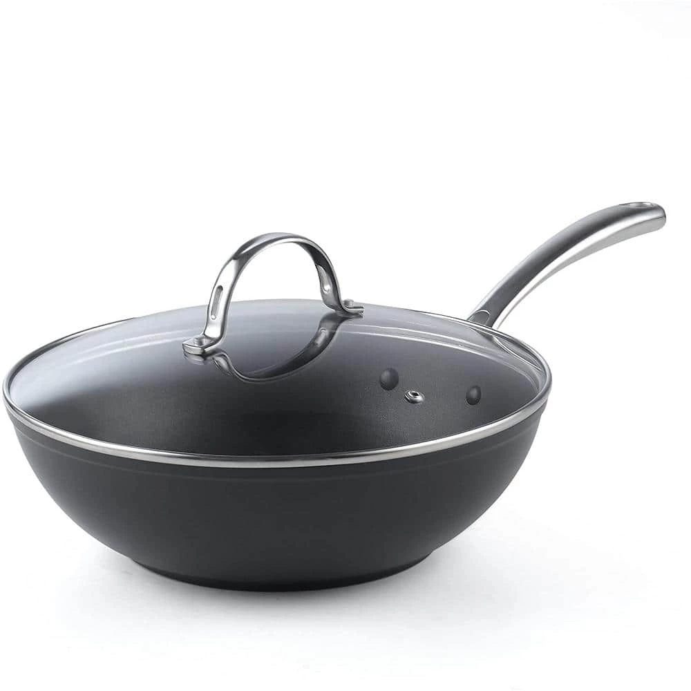 11 in. Black Hard Anodized Aluminum Nonstick Wok Stir Fry Pan by Cooks Standard - Image 3
