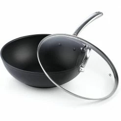 11 in. Black Hard Anodized Aluminum Nonstick Wok Stir Fry Pan by Cooks Standard