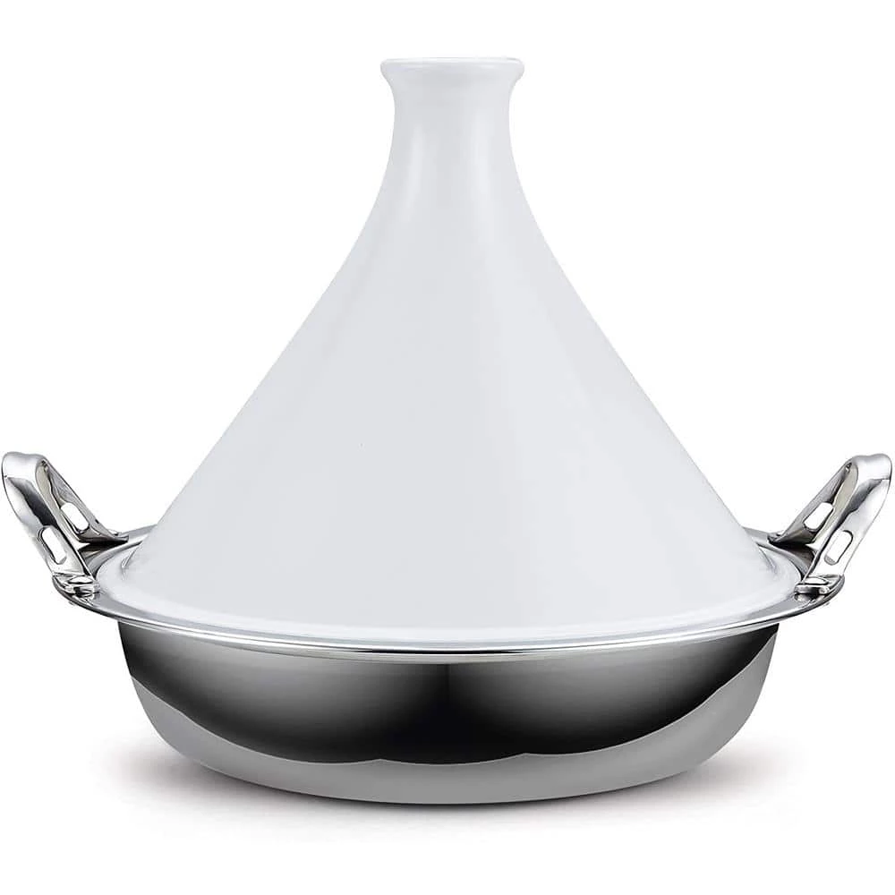 Large 14 in. Multi-Ply Clad Stainless Steel Induction Tagine Wok with 2 Handle and Extra Glass Lid by Cooks Standard