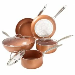8-Piece Copper Nonstick Ceramic Coated Alimi-Shield Cookware Set by Classic Cuisine