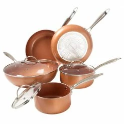 Allumi-Shield 8-Piece Aluminum Ceramic Nonstick Cookware Set in Copper by Classic Cuisine