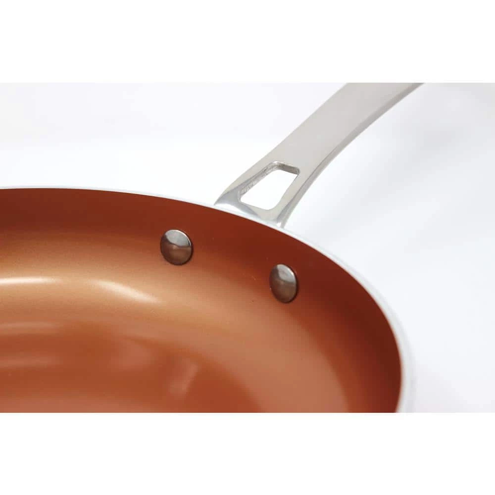 3 Piece Ceramic Coated -Copper- Frying Pan Cookware Set (Induction Compatible) by Concord - Image 4