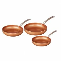 3 Piece Ceramic Coated -Copper- Frying Pan Cookware Set (Induction Compatible) by Concord