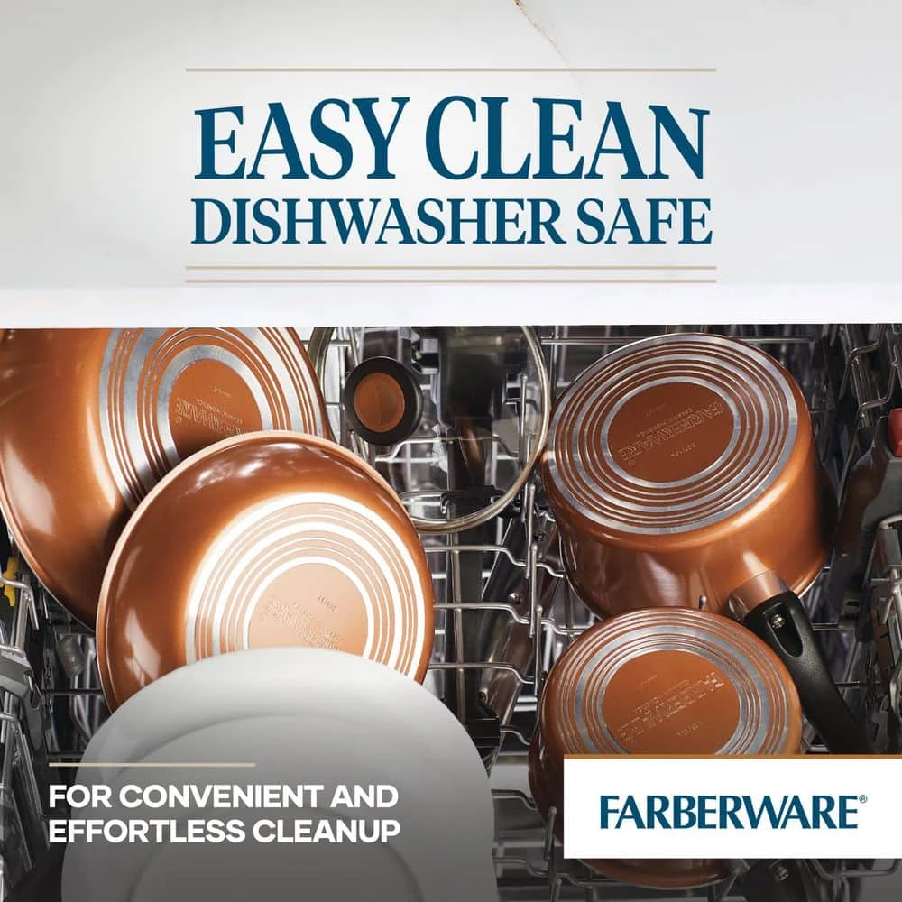 Glide 12-Piece Aluminum Ceramic Nonstick Cookware Set in Copper by Farberware - Image 6