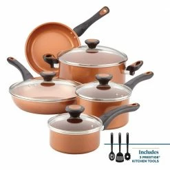 Glide 12-Piece Aluminum Ceramic Nonstick Cookware Set in Copper by Farberware