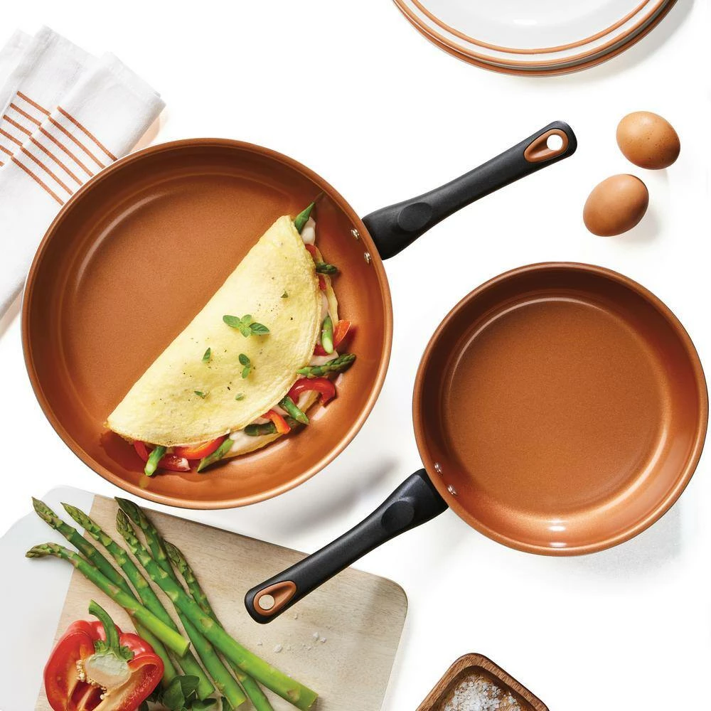 Glide 12-Piece Aluminum Ceramic Nonstick Cookware Set in Copper by Farberware - Image 9