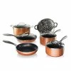 10-Piece Cast-Textured Aluminum Ti-Ceramic Nonstick Cookware Set in Copper by Gotham Steel