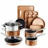 15-Piece Cast-Textured Aluminum Ultra-Nonstick PFOA Free Cookware and Bakeware Set in Copper by Gotham Steel