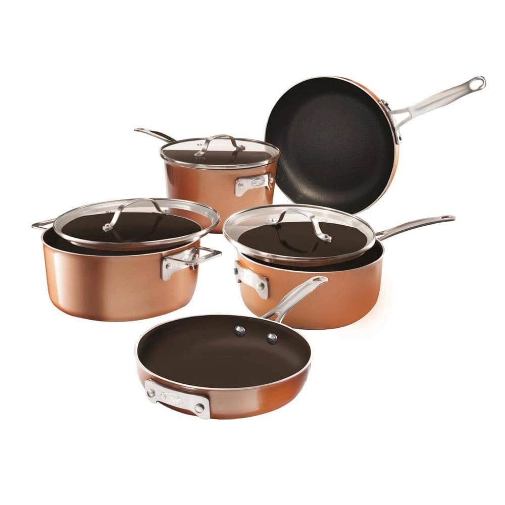 StackMaster 8-Piece Aluminum Ultra-Nonstick Cast Textured Ceramic Coating Cookware Set by Gotham Steel