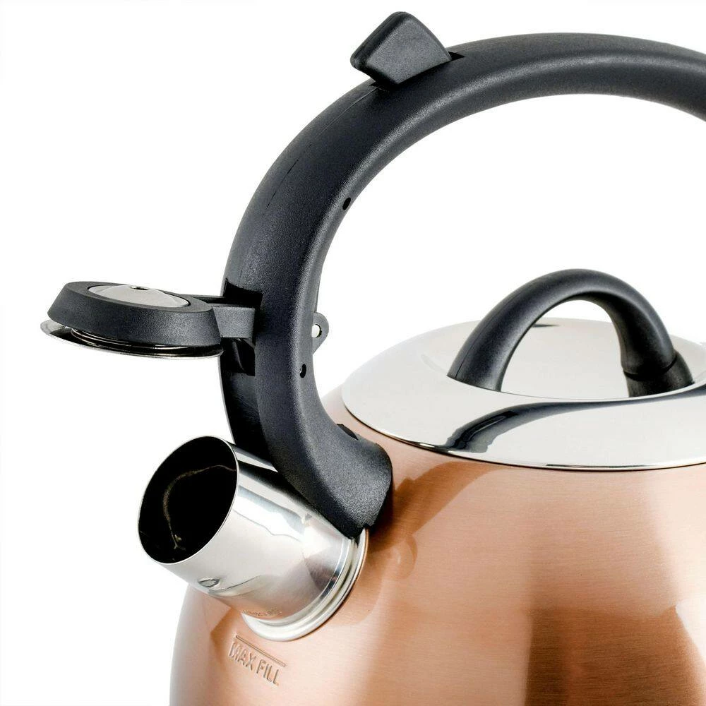 Flintshire 1.75 Qt. 7-Cups Stainless Steel Whistling Stovetop Tea Kettle in Copper by Mr. Coffee - Image 3