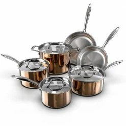 10-Pieces Copper Stainless Steel Cookware Set with Lids by POTSĀ ANDĀ PANS JUNIOR