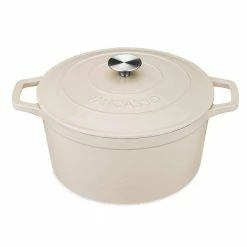 4 qt. Round Cast Iron Dutch Oven in Cream with Lid by vancasso