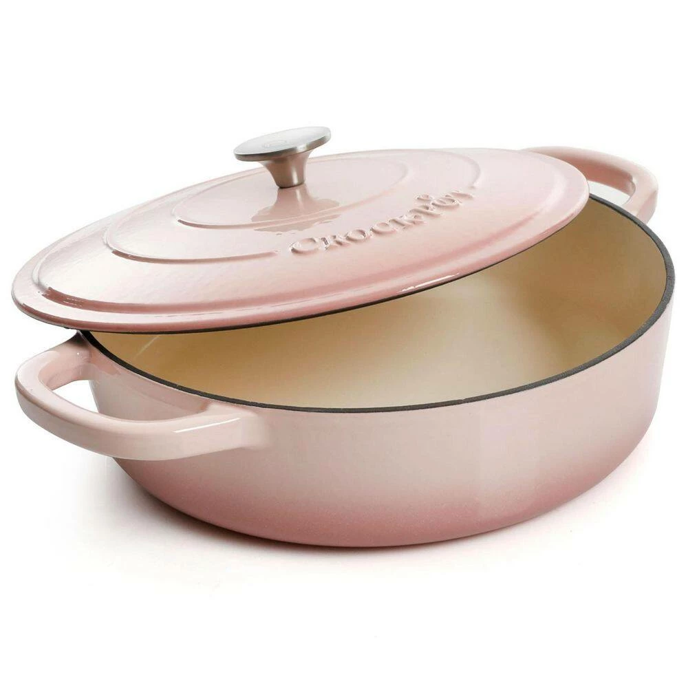 Artisan 5 qt. Blush Pink Round Enameled Cast Iron Braiser Pan with Self Basting Lid by Crock-Pot - Image 2