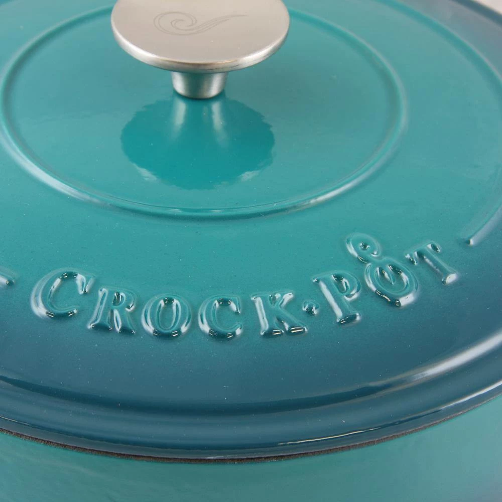 Artisan 3.5 qt. Cast Iron Nonstick Saute Pan in Teal Ombre with Lid by Crock-Pot - Image 3