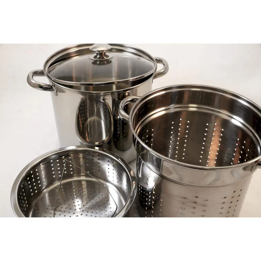 4-Piece 8 Qt. Professional 18/10 Stainless Steel Multi-Cooker with Lid by ExcelSteel - Image 4