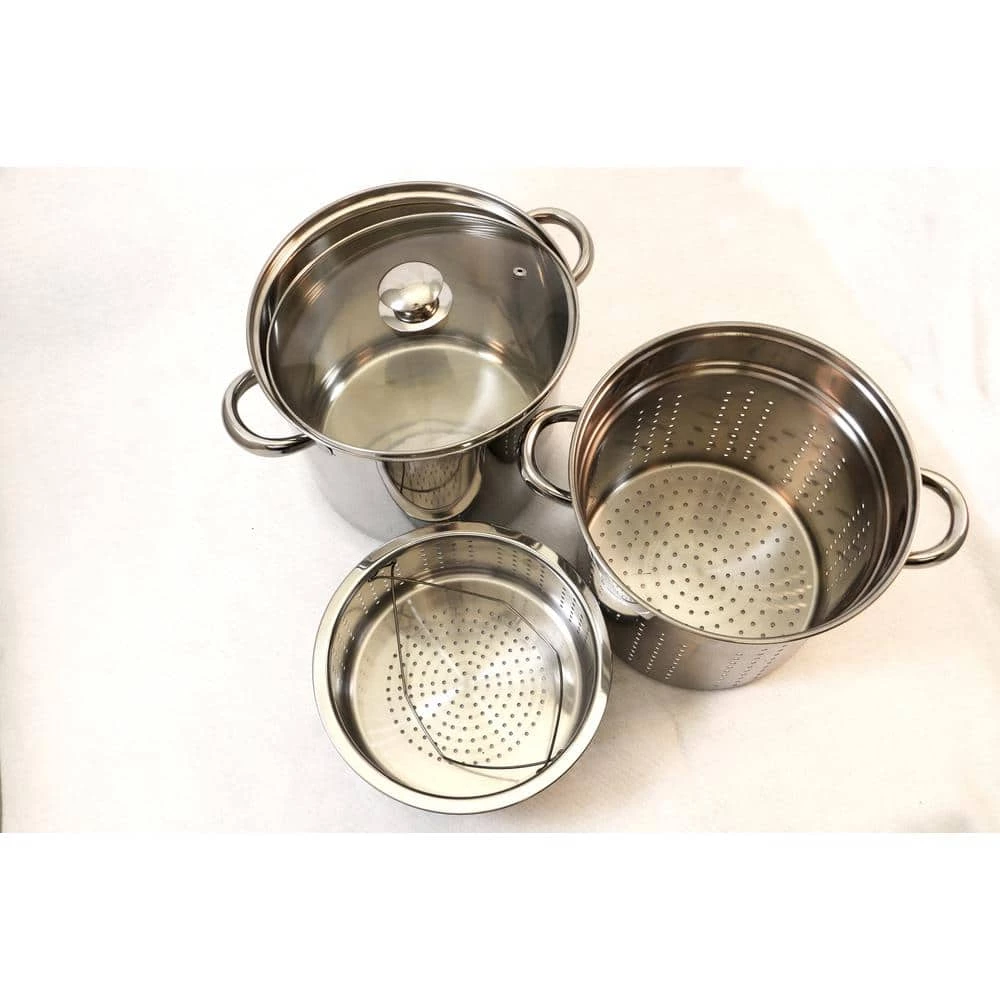 4-Piece 8 Qt. Professional 18/10 Stainless Steel Multi-Cooker with Lid by ExcelSteel - Image 5