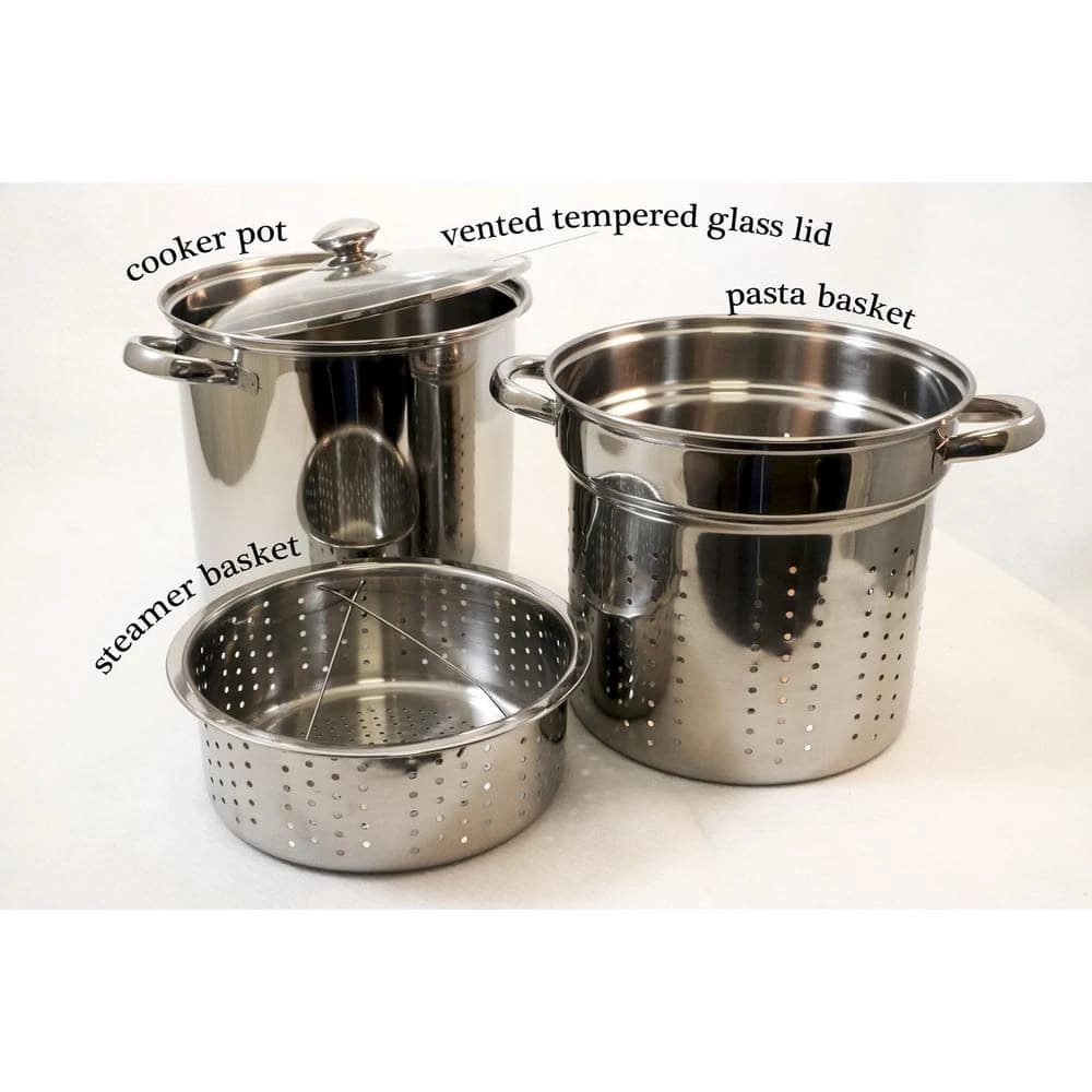 4-Piece 8 Qt. Professional 18/10 Stainless Steel Multi-Cooker with Lid by ExcelSteel - Image 3