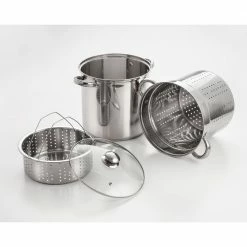 4-Piece 8 Qt. Professional 18/10 Stainless Steel Multi-Cooker with Lid by ExcelSteel