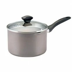 Dishwasher Safe 3 qt. Aluminum Nonstick Sauce Pan in Champagne with Glass Lid by Farberware