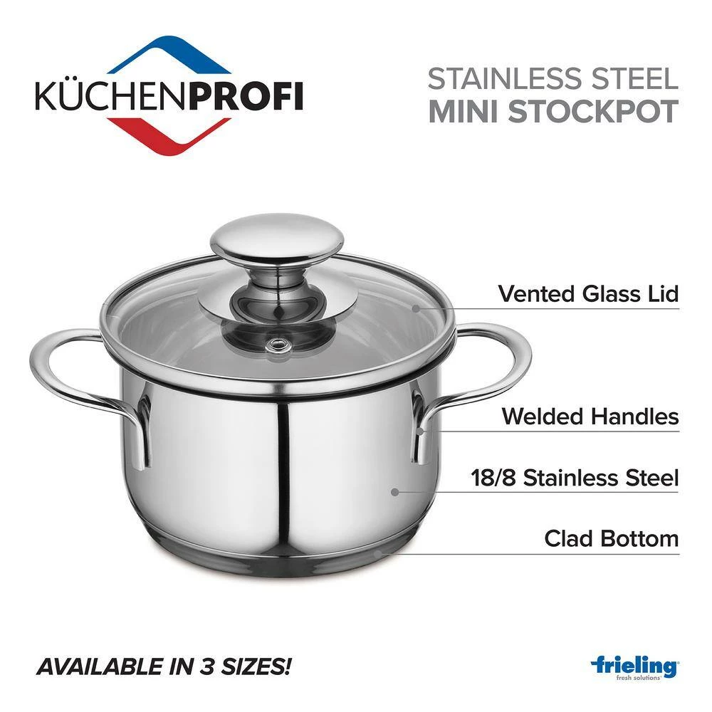 Kuchenprofi .7 qt. Stainless Steel Stock Pot with Glass Lid by Frieling - Image 4