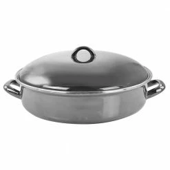 5 qt. Gray Enamel on Steel Braiser Pan with Lid by GIBSON HOME