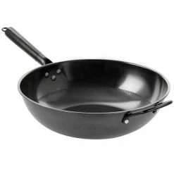 Debossed 13 in. Black Heavy Gauge Carbon Steel Wok by GIBSON HOME