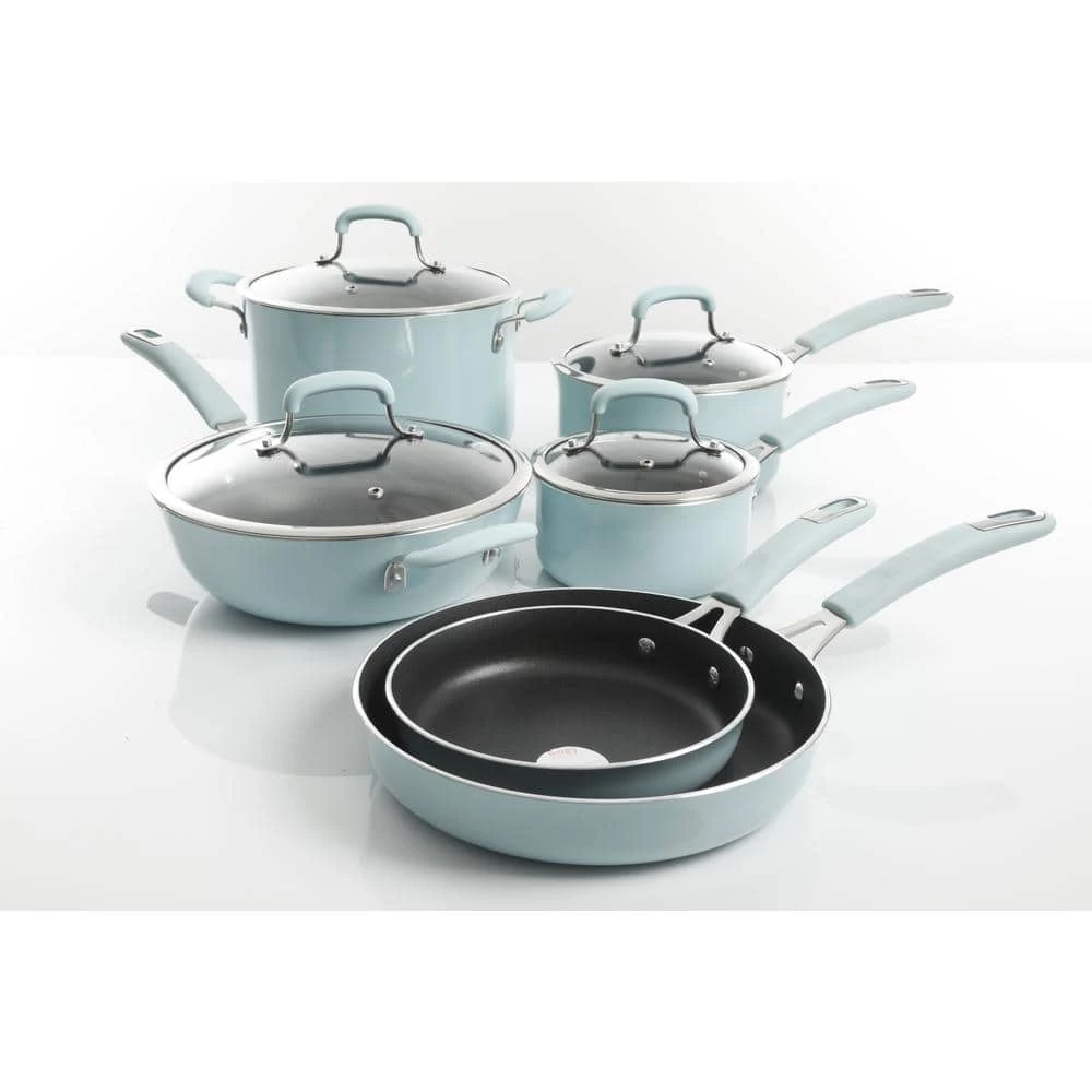 Andover 10-Piece Aluminum Nonstick Cookware Set in Glacier by KENMORE ELITE