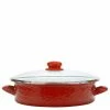 Solid Red 5 qt. Enamelware Saute Pan with Glass Lid by Golden Rabbit