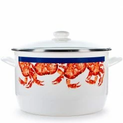 Crab House 18 qt. Enamelware Stock Pot with Glass Lid by Golden Rabbit