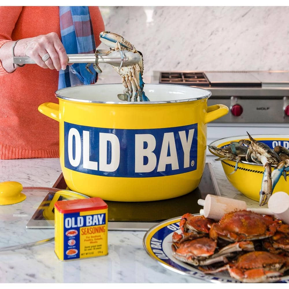 Old Bay 18 qt. Porcelain-Enameled Steel Stock Pot in Yellow with Glass Lid by Golden Rabbit - Image 3