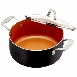 5 Qt. Aluminum Non-Stick Ti-Ceramic Stock Pot with Glass Lid by Gotham Steel