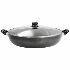 Professional Results 16 in. Aluminum Nonstick Stovetop Deep Frying Pan in Granite with Lid by Better Chef