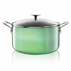 5 qt. Round Green Aluminum Nonstick Ultra-Durable Mineral and Diamond Coating Gradient Brasier Stock Pot with Lid by GRANITESTONE