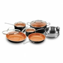 10-Piece Aluminum Ti-Ceramic Nonstick Round Cookware Set with Lids in Graphite by Gotham Steel