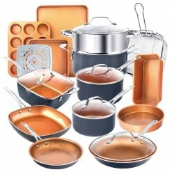 20-Piece Aluminum Ti-Ceramic Nonstick Cookware and Bakeware Set in Graphite by Gotham Steel