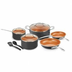 10- Piece Aluminum Ti-Ceramic Nonstick Coating Cookware Set with Utensils by Gotham Steel